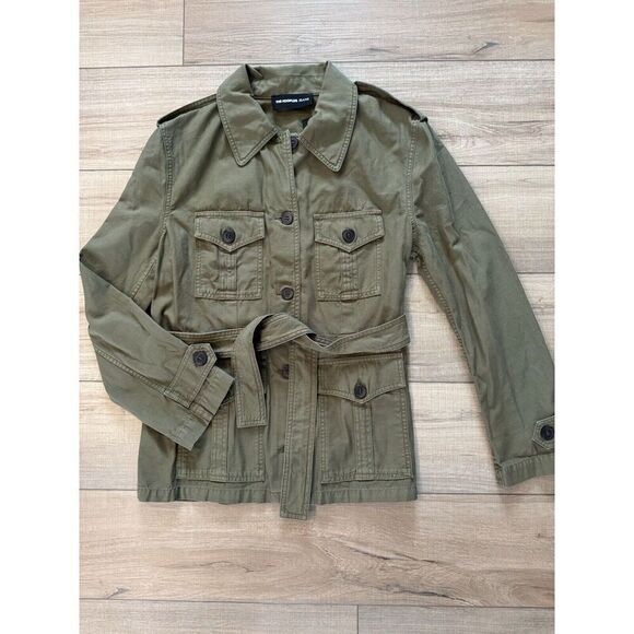 The Kooples Paris Jeans Olive Green Military jacket Cotton Women’s 3 Large - Picture 2 of 4